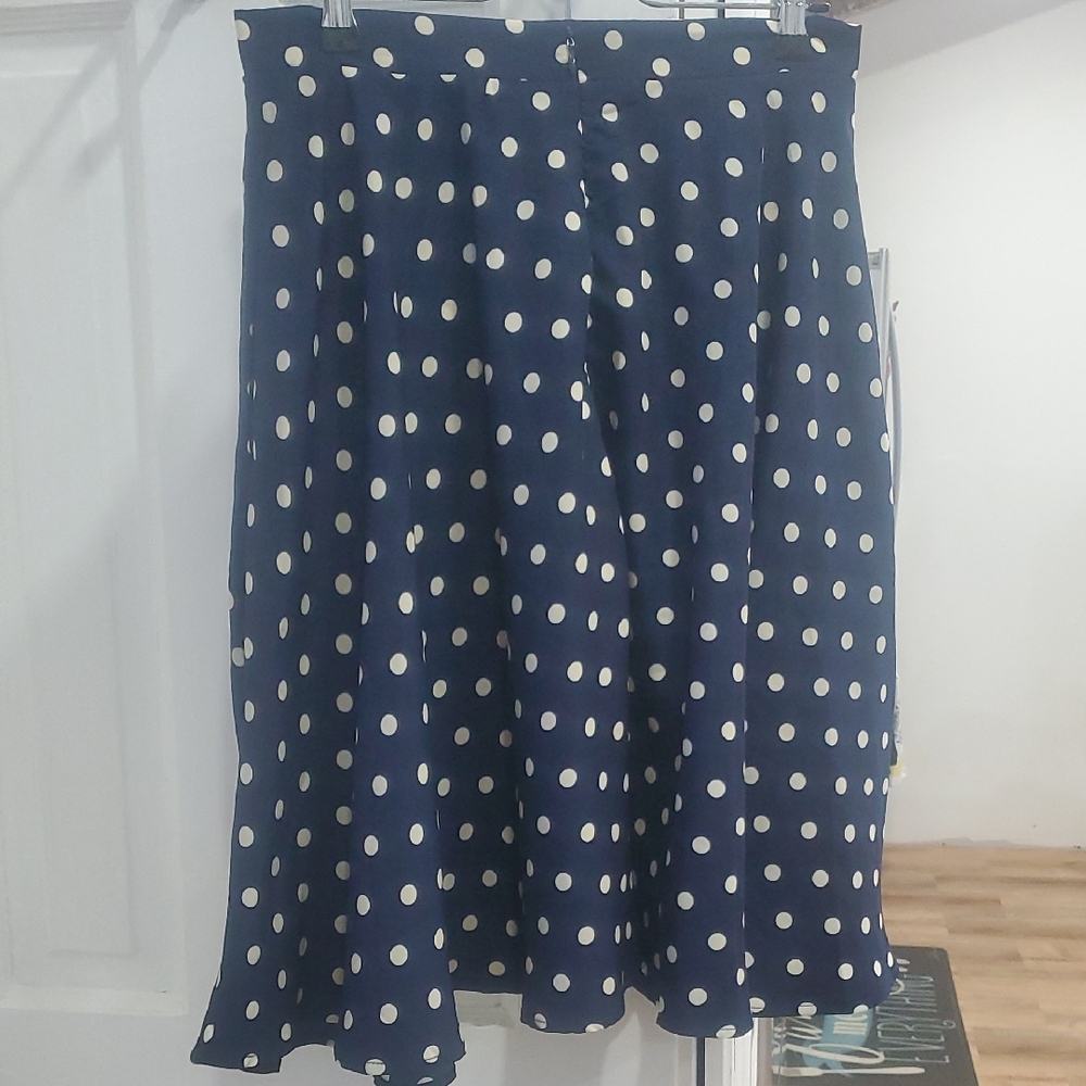 Blue and White A-Line Midi Skirt